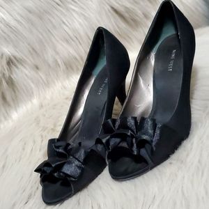 Black peep-toe heels
